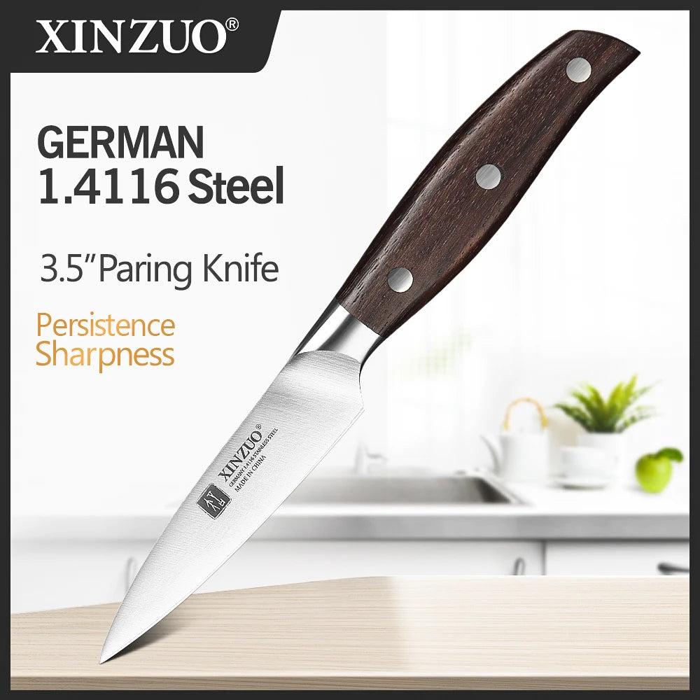 XINZUO High Quality 3.5+5+8+8+8" Paring Utility Cleaver Chef Knife Germany 1.4116 Stainless Steel 1PCS 5PCS Kitchen Knife Sets