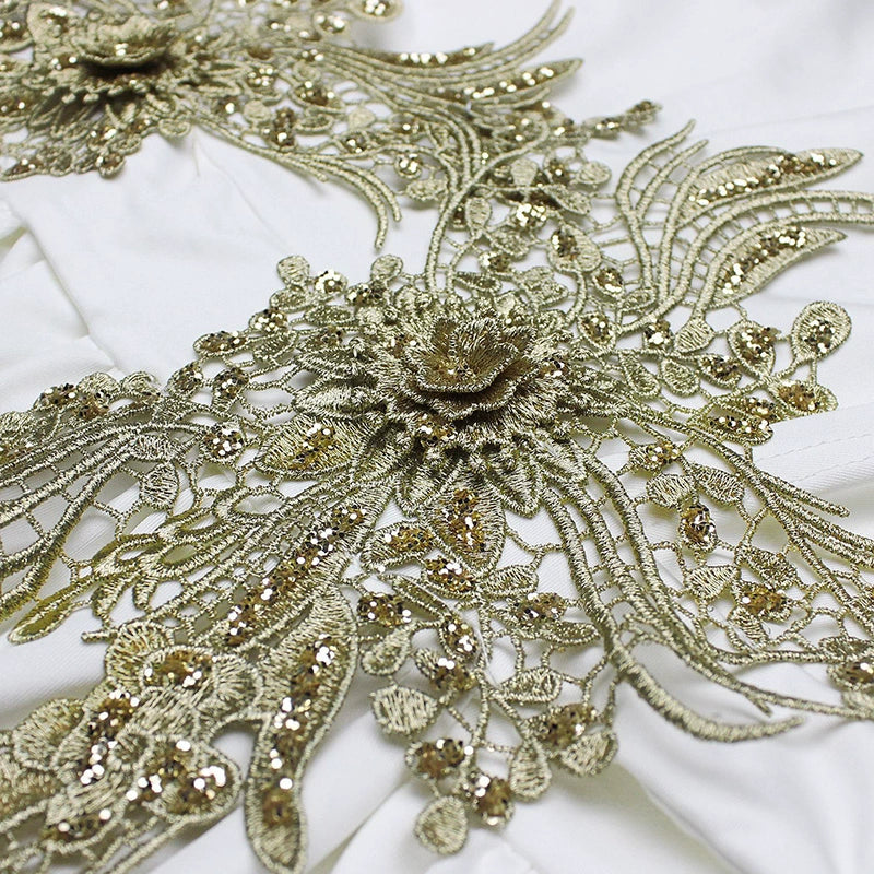 European and American Style Women's Clothing Ins Sexy Fashion Dress Wedding Deep V High Slit Part Large Hem Floor-Length Formal Dress