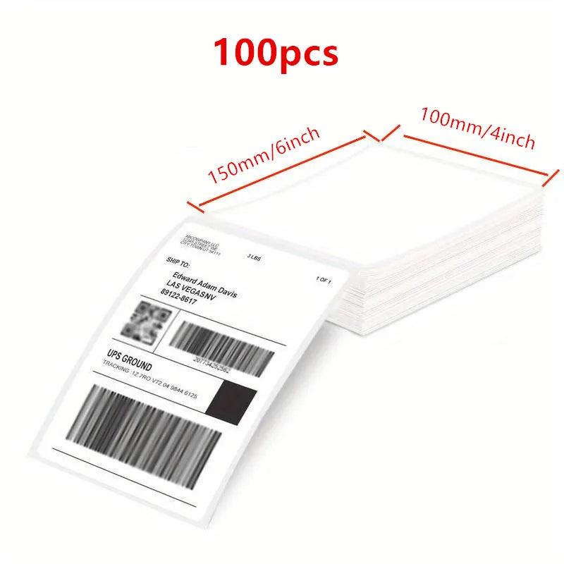 4x6 Inch Direct Thermal Labels 500 Labels Per stacked -Strong Adhesive, Labels Resistant to Water & Grease For shipping label