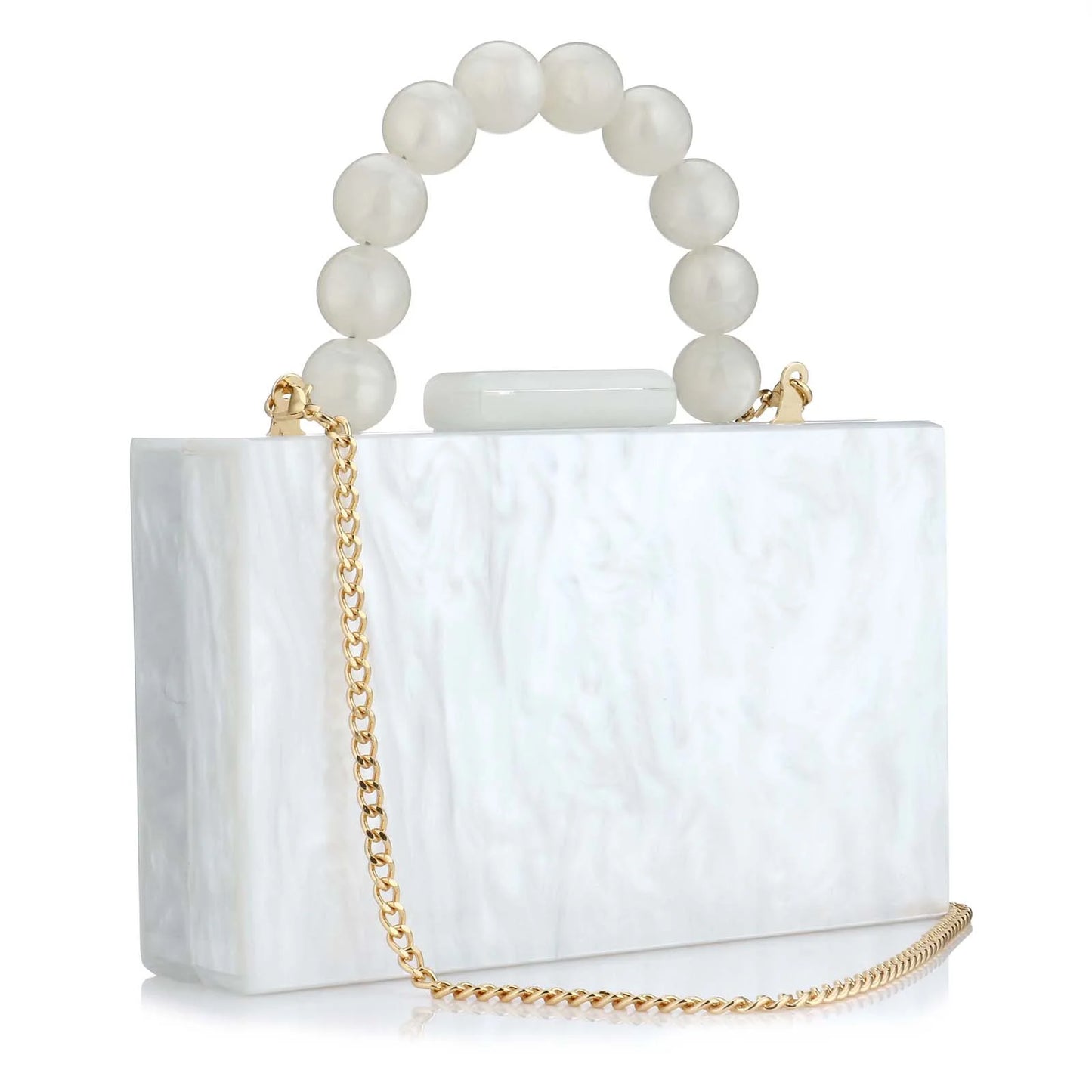 Luxury Crossbody Bag Pearl Marble Dark Green Acrylic PVC Evening Bags Women Purses And Handbags Wedding Party Beach Flap