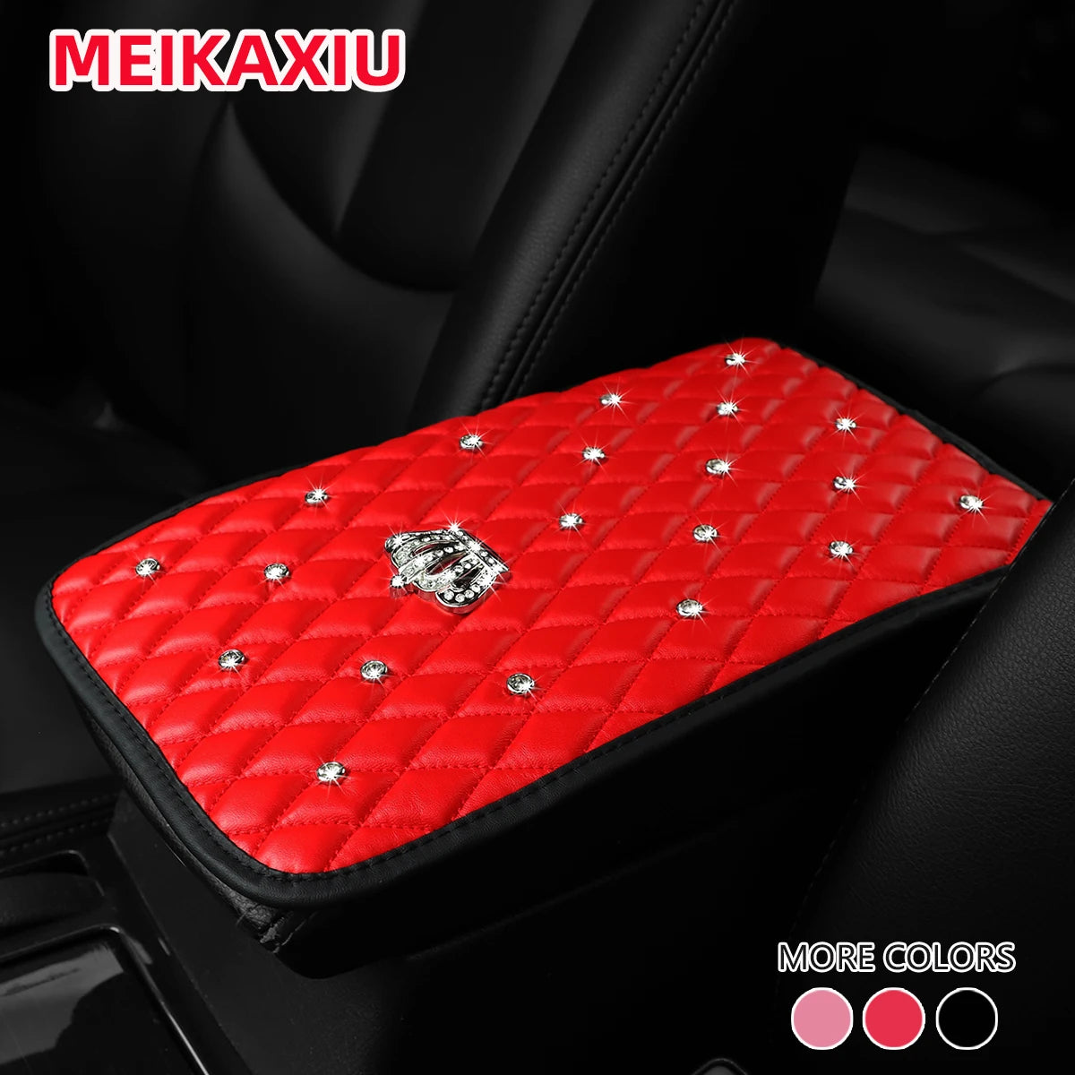 1 PU soft Comfort diamond-encrusted Crown Car armrest cushion Car accessories interior for both men and women