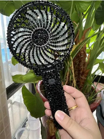 1pc AB/Clear Mixed Crystal Summer Hand Fan,Bling Sparkle Stunning Girls' Photography Party Accessoriess