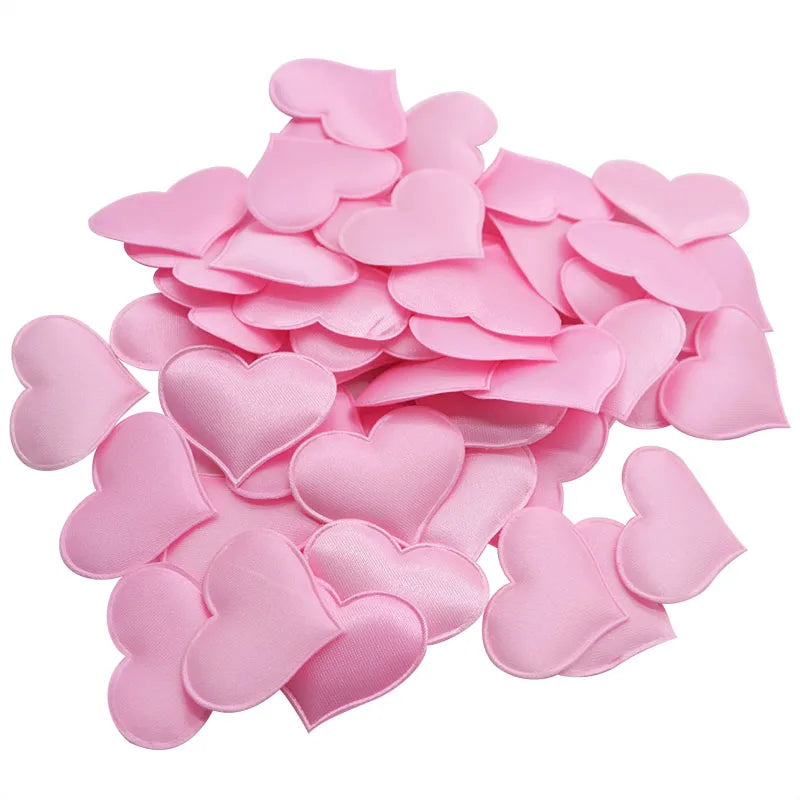 100Pcs 35mm Romantic Sponge Satin Fabric Heart Petals Wedding Confetti Table Bed Heart Petals Wedding Valentine Decoration