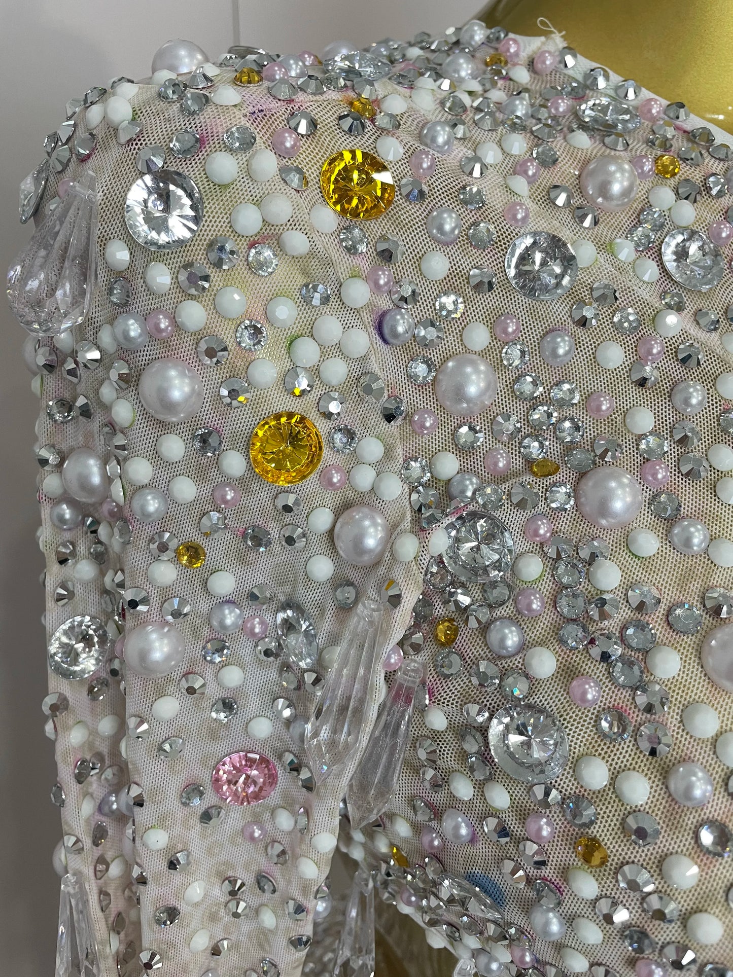 Stock 2025 Women Sexy One Shoulder Hollow Out Big Crystal Bodycon Long Dress Celebrate Nightclub Party Bar Singer Birthday Dress