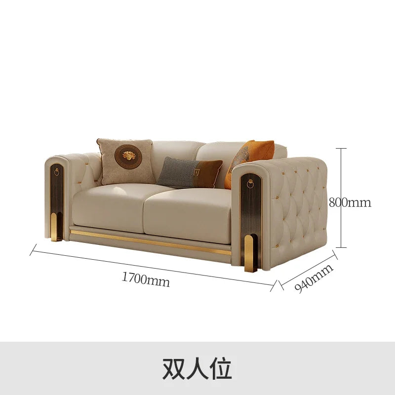 Elegant Luxury Modern Sofa Designs Royal Set Designer Leather Sofa Lounge Loveseat Divano Soggiorno Living Room Furniture