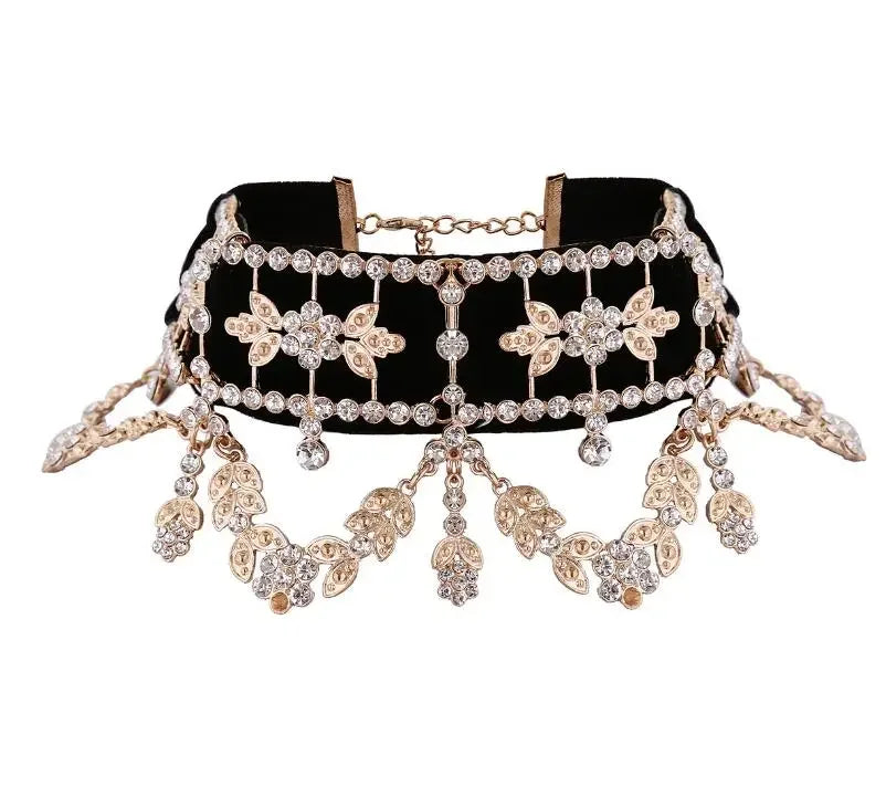 Fashion Crystal Rhinestone Choker Velvet Statement Necklaces for Women Collares Jewelry Party Gift
