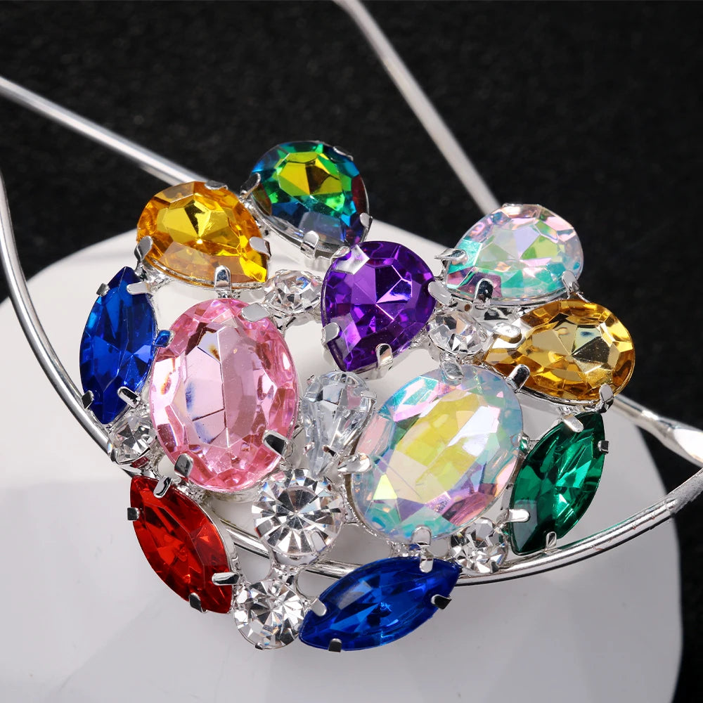 Colorful Crystal Heart Eyeglasses Frames No Lenses Face Accessories Fashion Design Rhinestone Sunglasses Glasses Party for Women