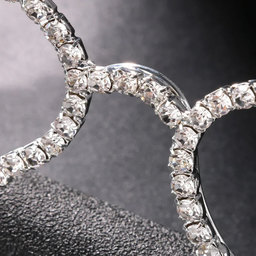 Simple Round Rhinestone Sunglasses Frames No Lenses Rave Accessories Fashion Designer Hollow Alloy Face Jewelry Frames for Women