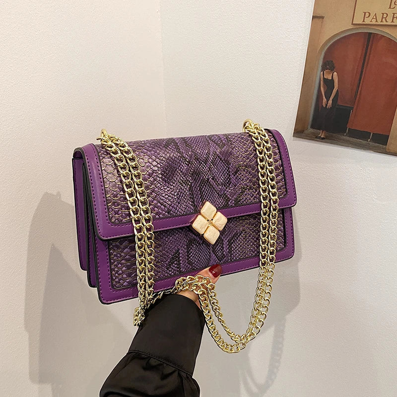 Luxury Purple Women's Single Shoulder Bag Pu Leather Ladies Bag Femme Designer Handbag Purse Flap Messenger Bag Brand Sac A Main