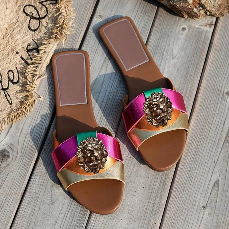 High-end diamond women's slippers, fish-mouthed back hollow lion cool slippers, Rhinestone slippers chain bag set