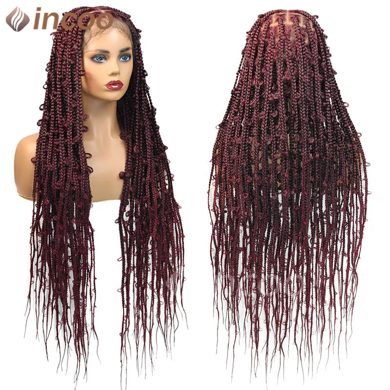 36 Inches Synthetic Lace Braided Wigs Butterfly Braids Lace Wig For Black Women Braid Wigs On Sale Clearance Box Braids Lace Wig