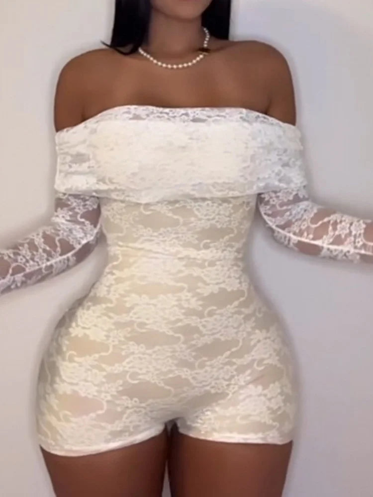 Sisterlinda Autumn Release Junior Short Sexy High Street Jumpsuits M24Q62420Girl Knit Lace White Slim Backless Fashion Jumpsuits