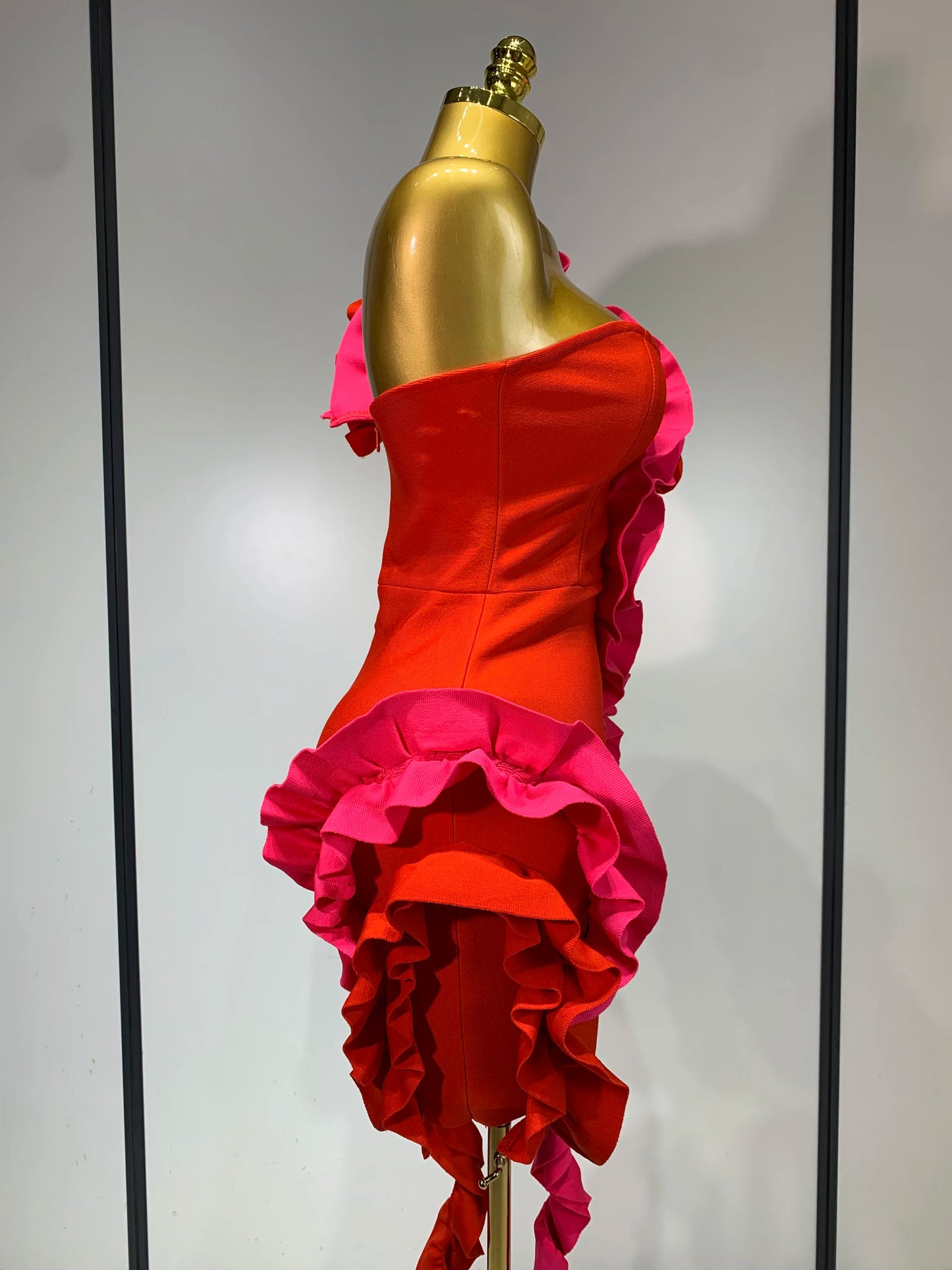 Women Sexy One Shoulder Red Ruffles Bodycon Bandage Dress 2025 Celebrity Elegant Evening Birthday Party Club Luxury Dresses