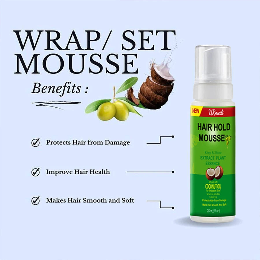 Curly Hair Mousse For Wigs Strong Hold Olive Oil Hair Styling Mousse Anti-Frizz Hair Foam Mousse For Styling Hair Women Men