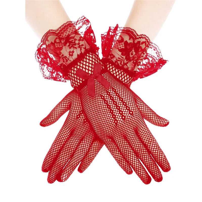 New Fashion Women Lace Party Sexy Gloves Full Finger Sunscreen Gloves Girl Mittens Gloves Wedding Dress Driving Accessory Gift