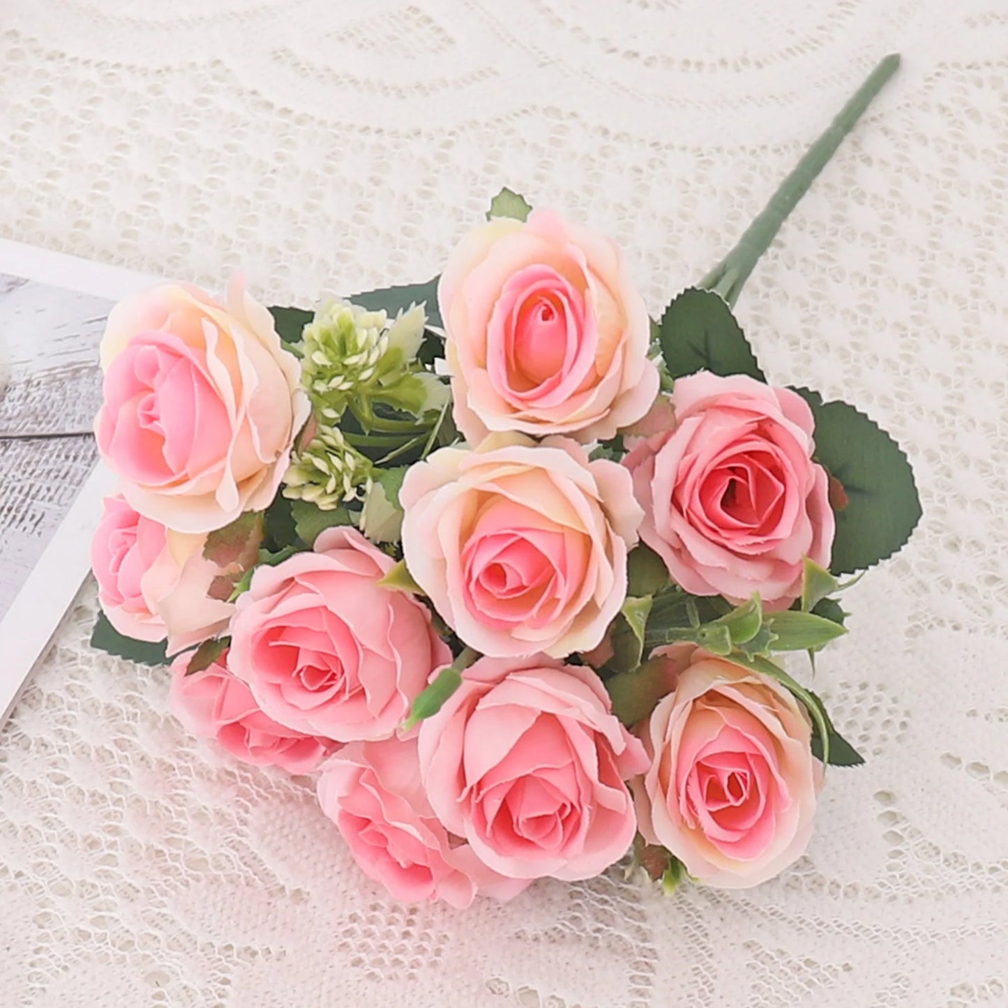 Artificial Flowers Silk Rose Bouquet Leaves Fake Flower For Vase Party Home Table Wedding Valentine's Day Gift Decoration