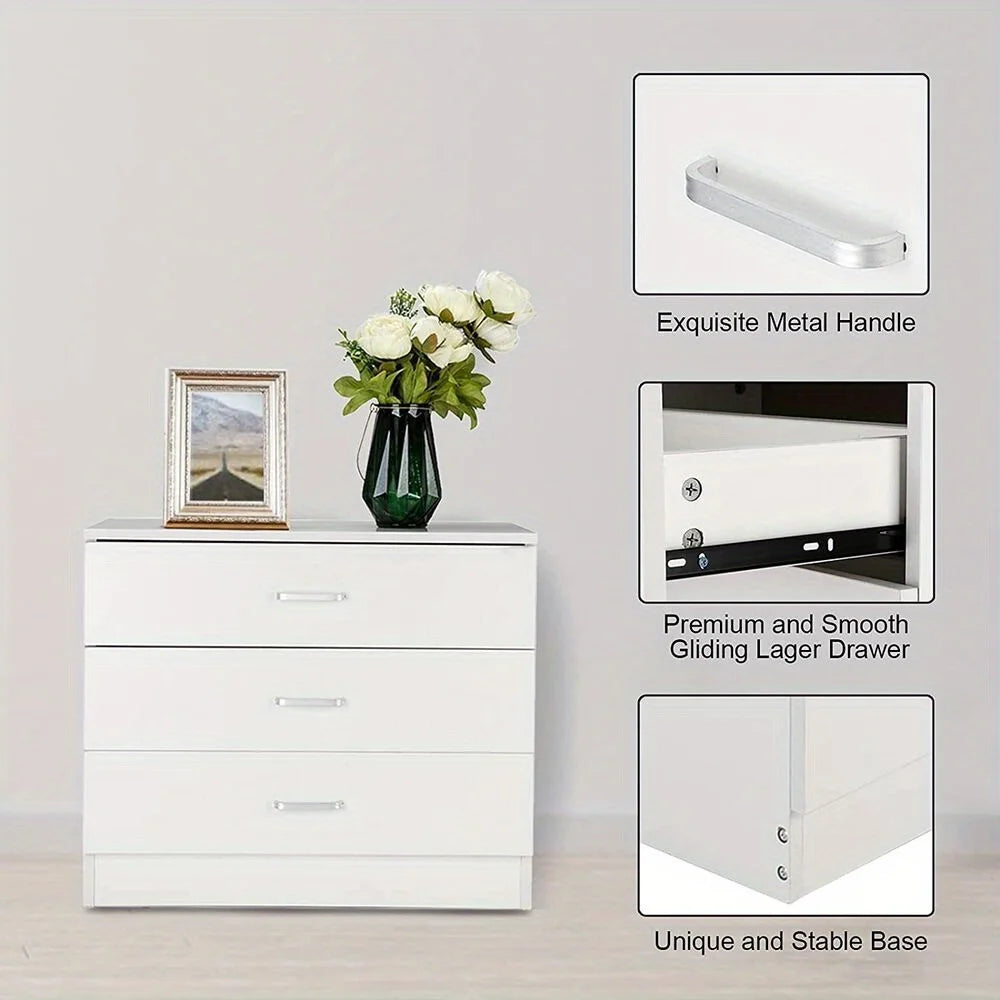 3 Drawer Chest Dresser Storage Tower Closet Organizer Unit Bedroom Home White
