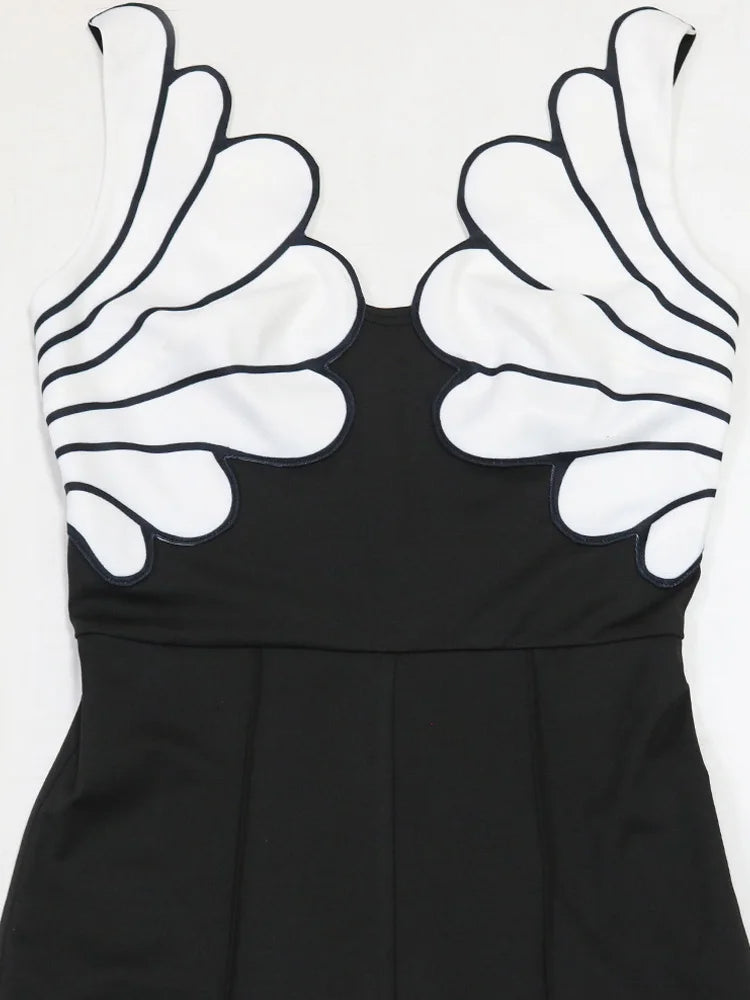 Beyprern Beautiful Shell Details Jumpsuit Women Sleveeless Details Palazzo Jumpsuit Wide Leg Pants Set Overalls Sexy Clubwear