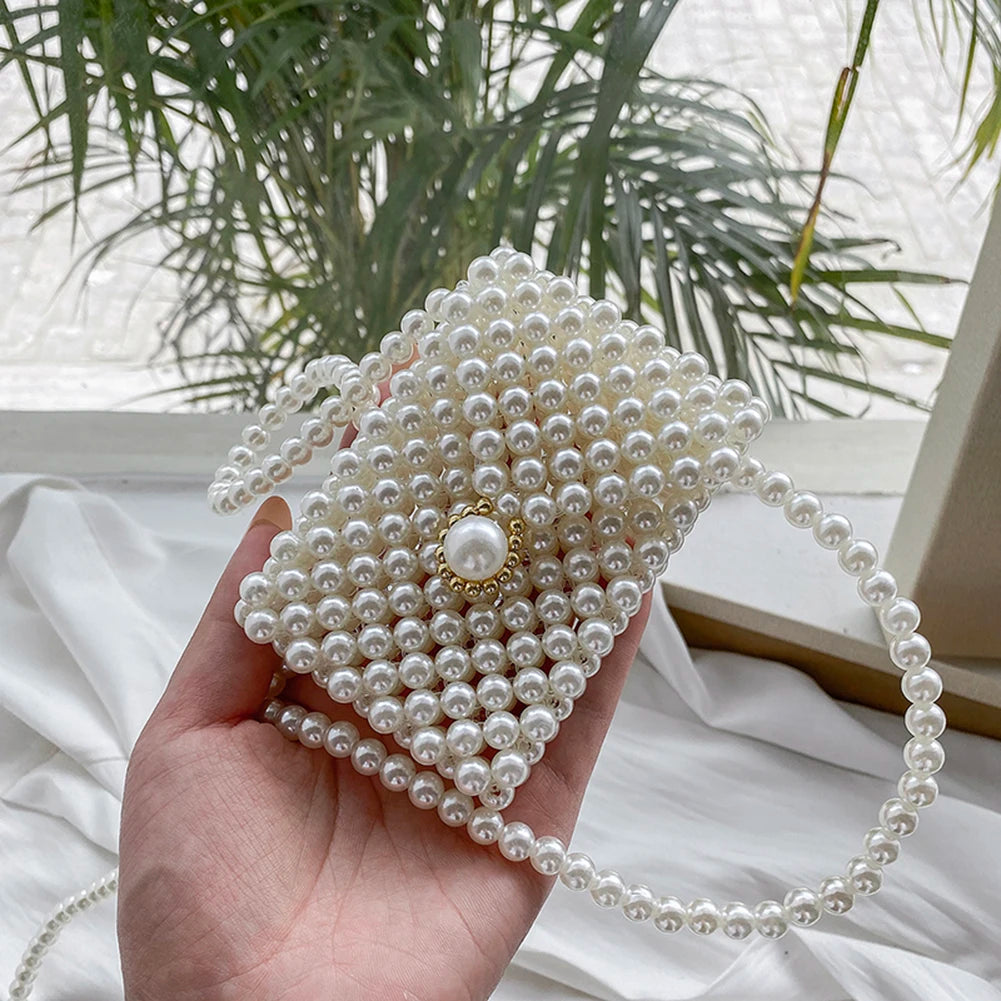 Mini Pearl Bag Luxury Women’s Handheld Bead Bag Purses Fashion Banquet Party Shoulder Bag Pearl Beaded Clutch Purse Mini Bags