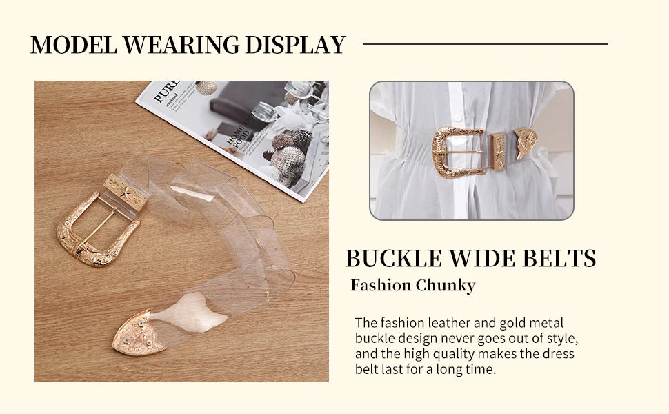 High Quality Ladies Personality Fashion Transparent Wide Waist Seal Dress Shirt Decoration Belts for Women Luxury Designer Brand