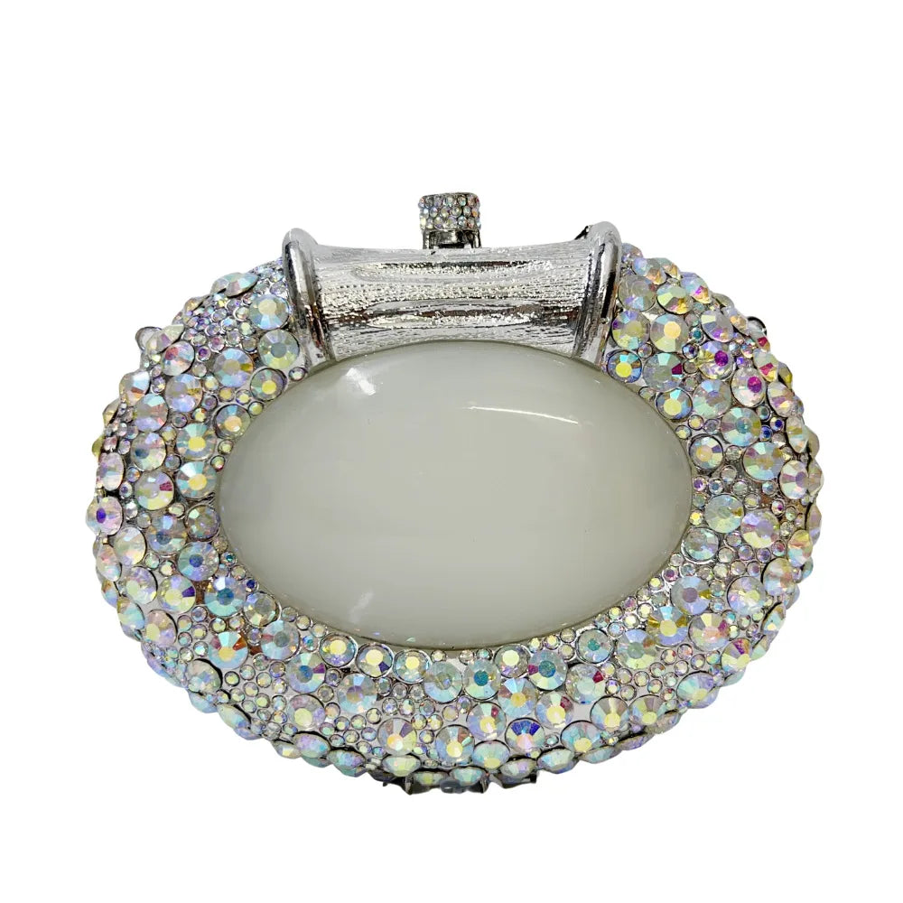 XIYUAN Oval Shaped Crystals Evening Clutch Bags Women Boutique Diamond Clutch Purses And Handbags Bridal Wedding Gem Phone Purse