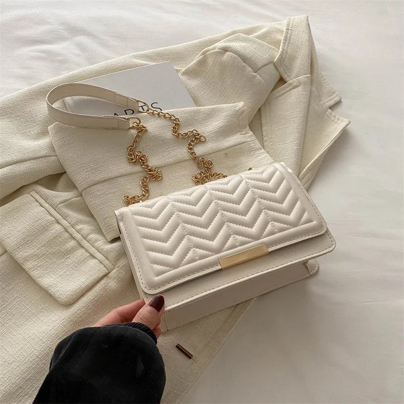 Fashion Striped Women's Shoulder Bag, Chain Strap Crossbody Bags For Daily Used, Ladies Handbags And Purses