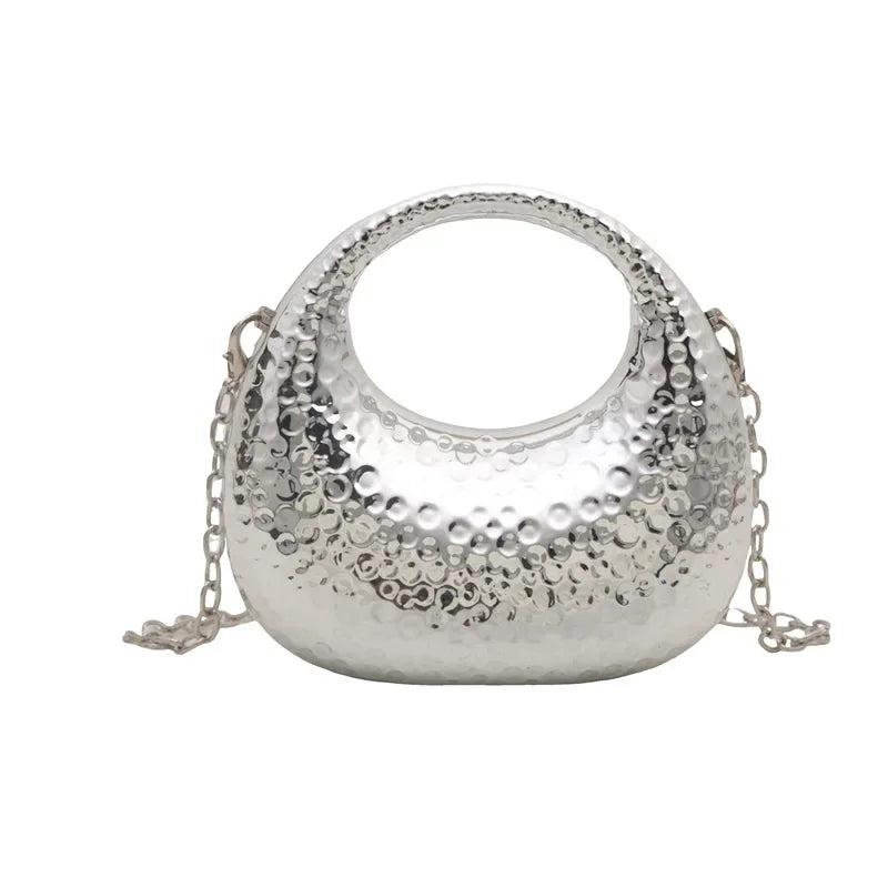 New Gold Silver Fashion Acrylic Moon Women's Handbags Luxury Ladies Clutch Bags Dinner Bag with chain 2024