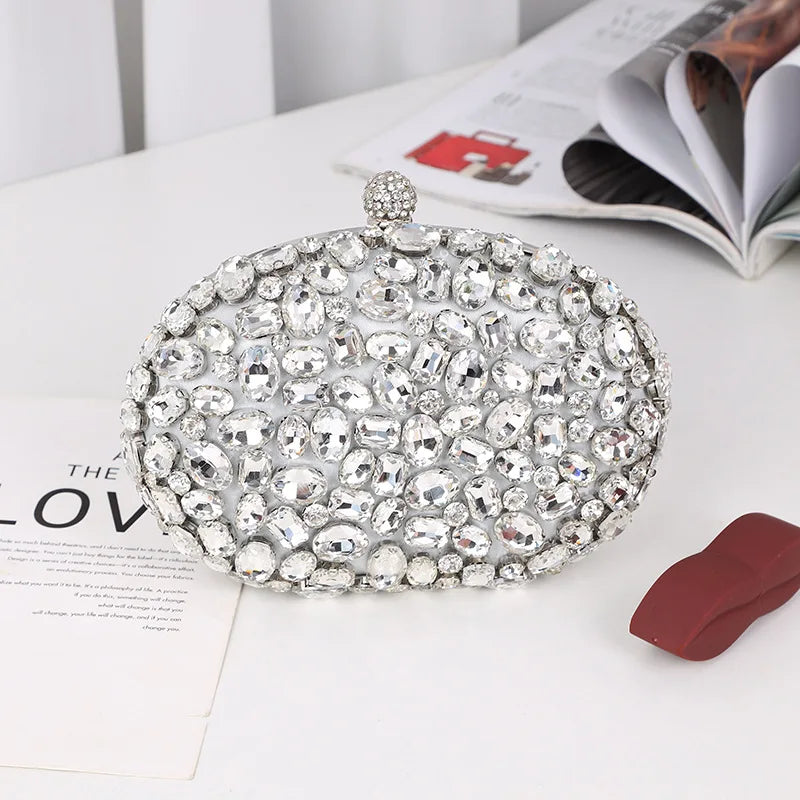 Golden Birthday party Luxury Crystal Silver Diamond Evening Bags Women Party Purse Wedding Pink Bridal Boutique Clutch Bags