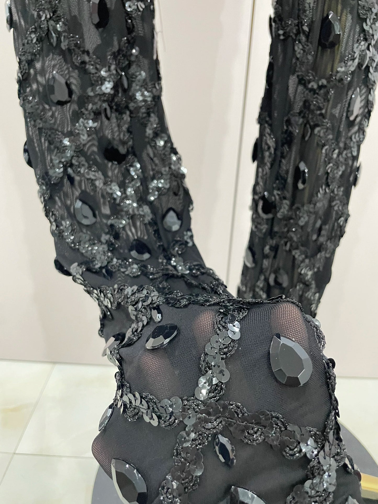 Luxury Sparkly Black Diamond Mesh See THhrough Jumpsuit Women Celebrate Birthday Sexy Dancer Nightclub Performance Stage Costume