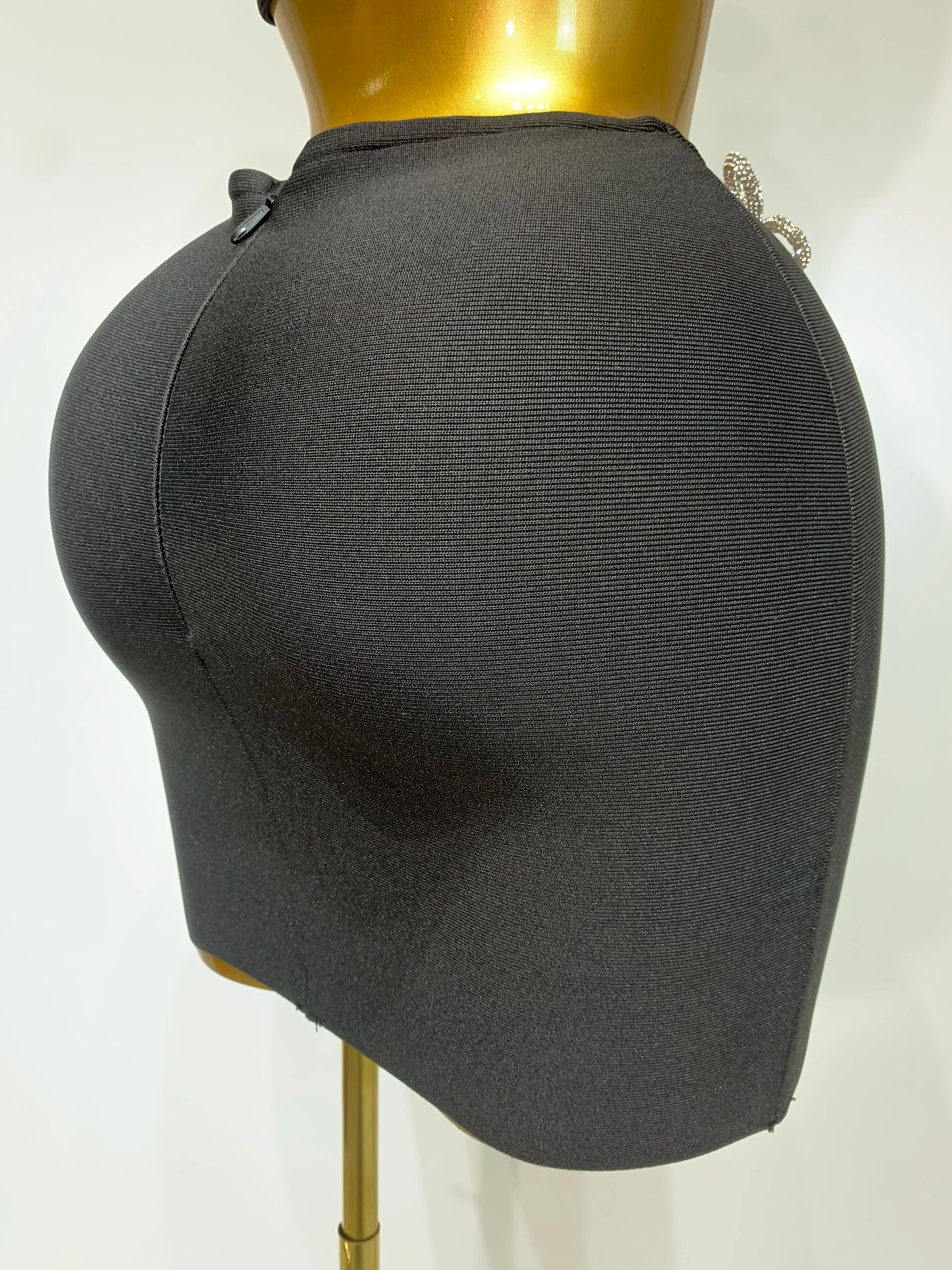 Women Celebrity Sexy Crytal Flower Black Mini Bandage Skirt Suit 2025 Knitted Elegant Evening Club Birthday Party Two Pieces Set