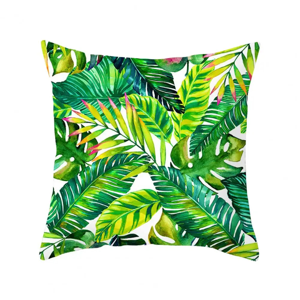 45cm Cushion Case Removable Polyester Green Plant Print Pillowcase Tropical Leaf Cactus Monstera Throw Cushion Cover Home Decor