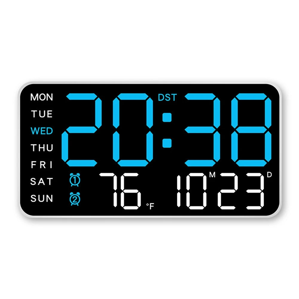 LED Digital Wall Clock Temperature Date Week Display Table Alarm Clocks Voice Control Electronic Clock Brightness Adjustment