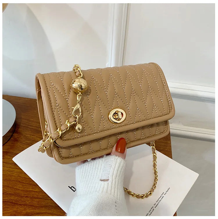 New Fashion Women's Shoulder Bag Simple Chain Texture Small Square Bag Light Luxury Party Crossbody Bag Purses and Handbags