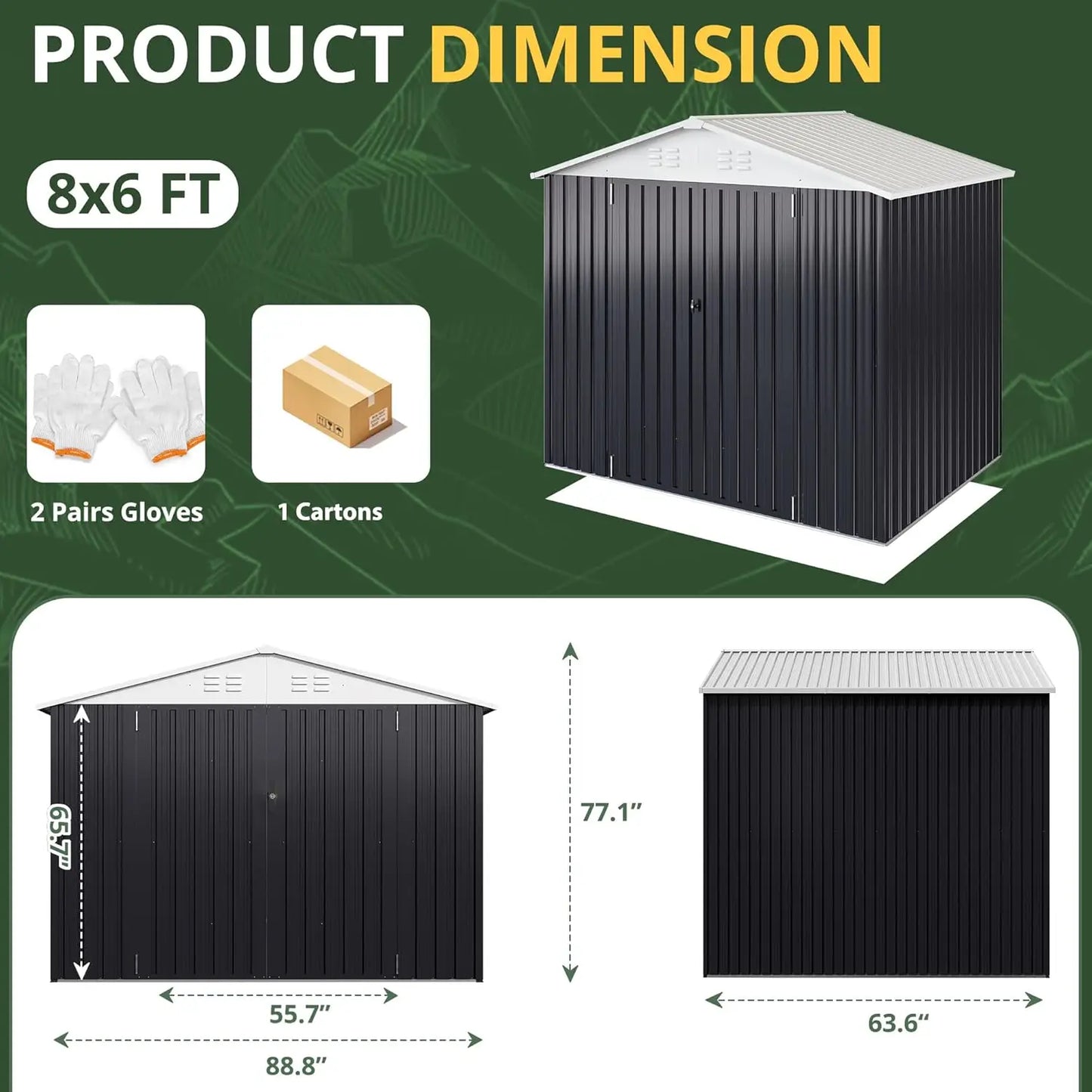 6x8 FT Outdoor Storage Shed, Garden Shed with Updated Frame Structure and Lockable Doors, Metal Tool Sheds for Backyard Garden