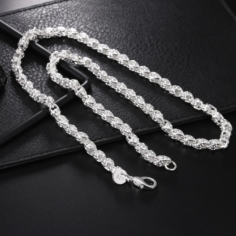 925 sterling Silver 20-24Inch 5MM Faucet Chain Necklace For Woman Man Fashion Party Wedding Accessories Jewelry Christmas Gifts