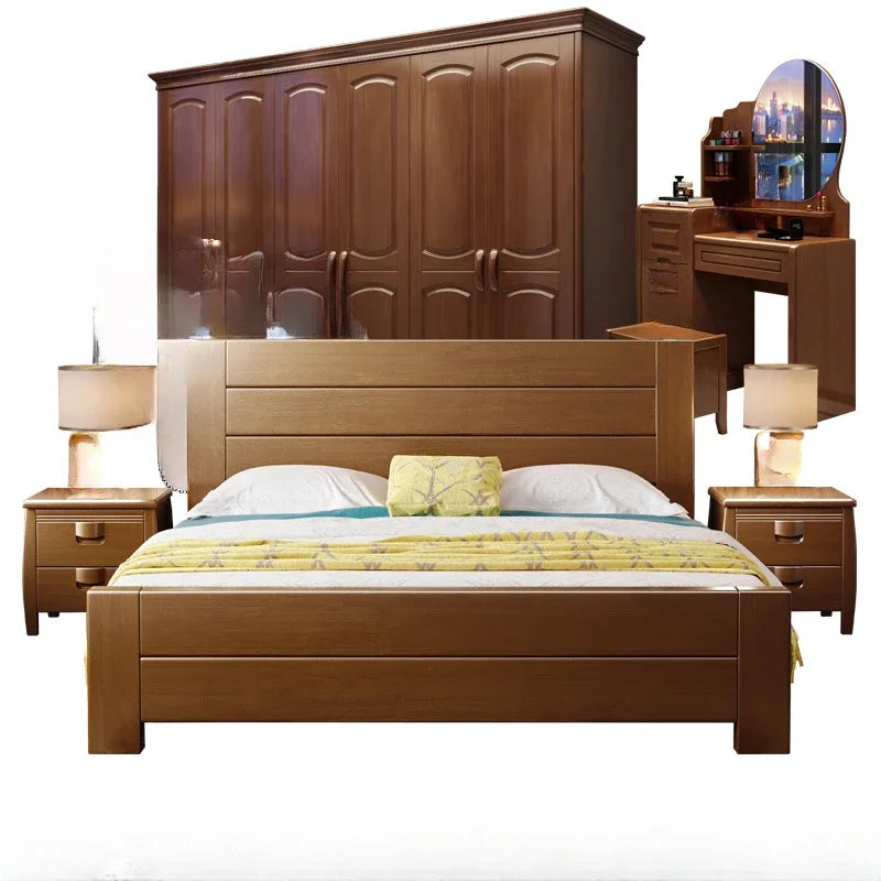 European Luxury Soft Bedroom Set Modern High End Storage Queen Bedroom Set Wood Cool Apartment Meuble De Chambre Furniture
