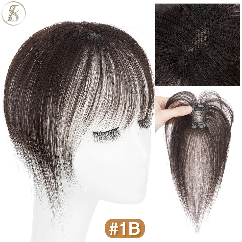 TESS Natural Hair Bangs 3D Fringe 10g Human Hair Invisible Clip In Hair Extension With Temples Hair Clip Natural Bangs For Women