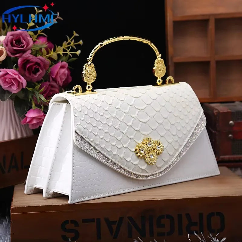Leather Women's Bag 2025 New Fashion Snake-print Cowhide Small Handbags Shoulder Crossbody Bags Lady Party Messenger Shell Bags