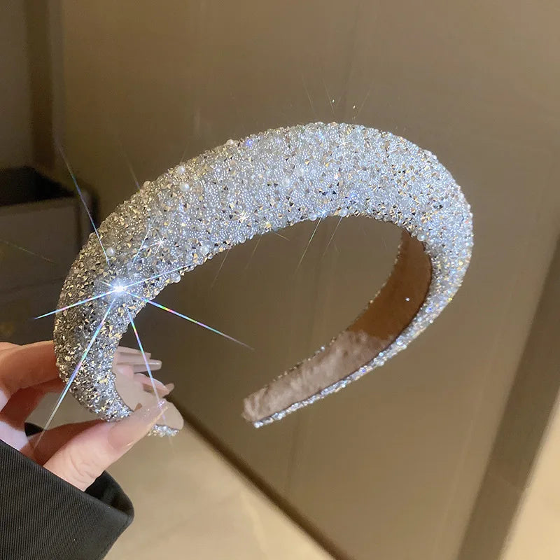 Luxury Inlaid Rhinestone HairBands for Women Korean Fashion Hair Pressure Headband Small Pearl Wedding Hair Jewelry