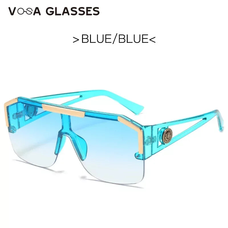 2023 Luxuriöse große quadratische Sonnenbrille Damen Marken Designer Retro Blaue Sonnenbrille für Damen Übergroße Schwarze Brille Oculos UV400