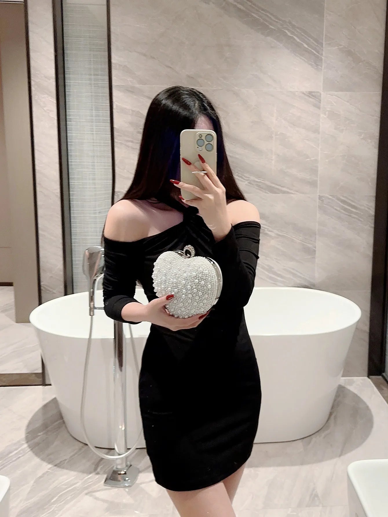 New Pearl Evening Bag Love Clutch Chain Bag Matching Cheongsam Evening Party Bag Banquet Bag Wedding Dress Bag