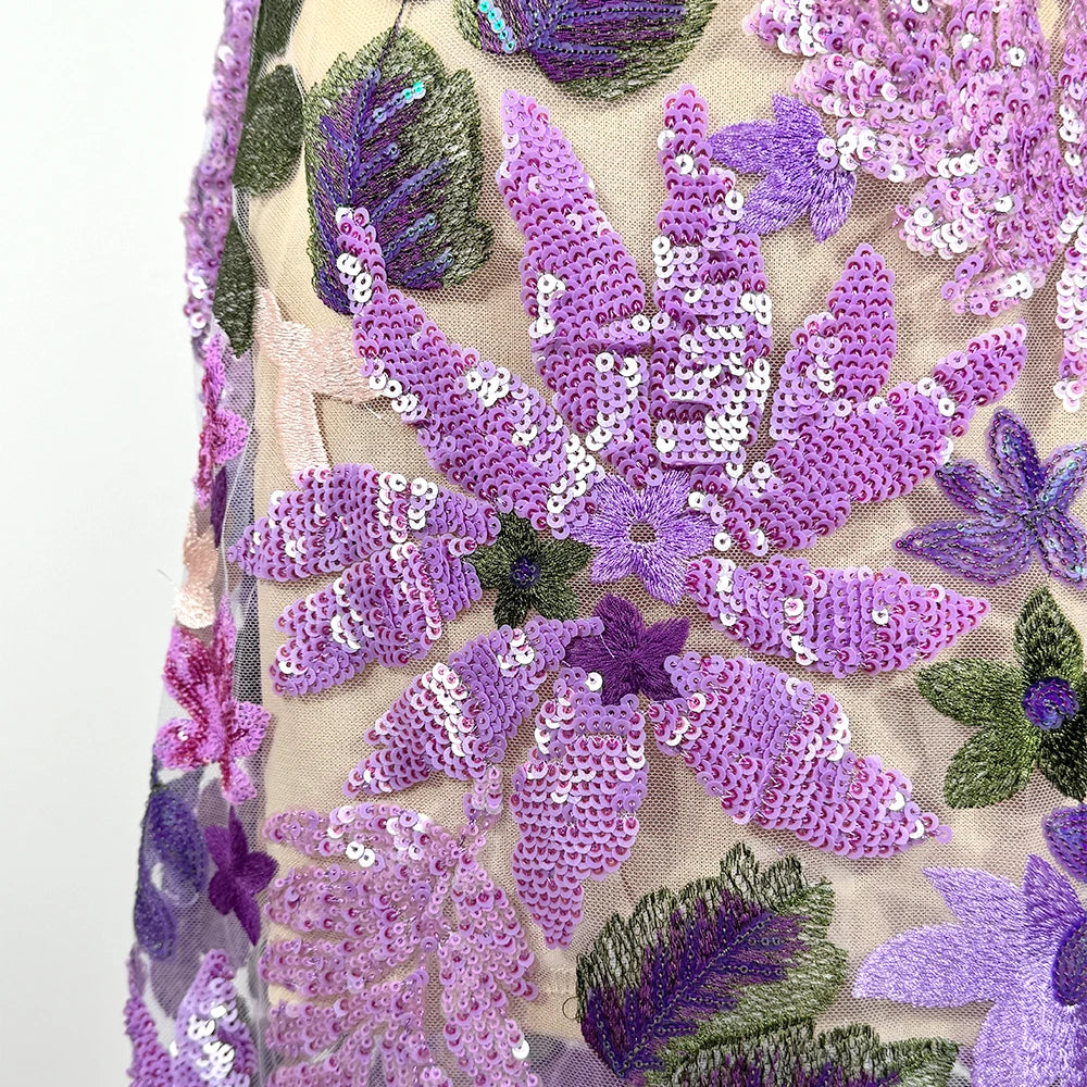 2025 Summer New Bra Heavy Industry Sequins Split Long Dress Women's Elegant Celebrity Club Party Evening Dress Wholesa