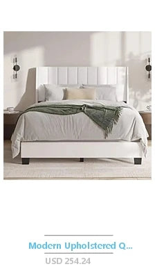 Queen Size Upholstered Platform Bed Velvet Fabric Big Headboard Wooden Frame Bedroom Storage Slat Support No Box Spring Needed