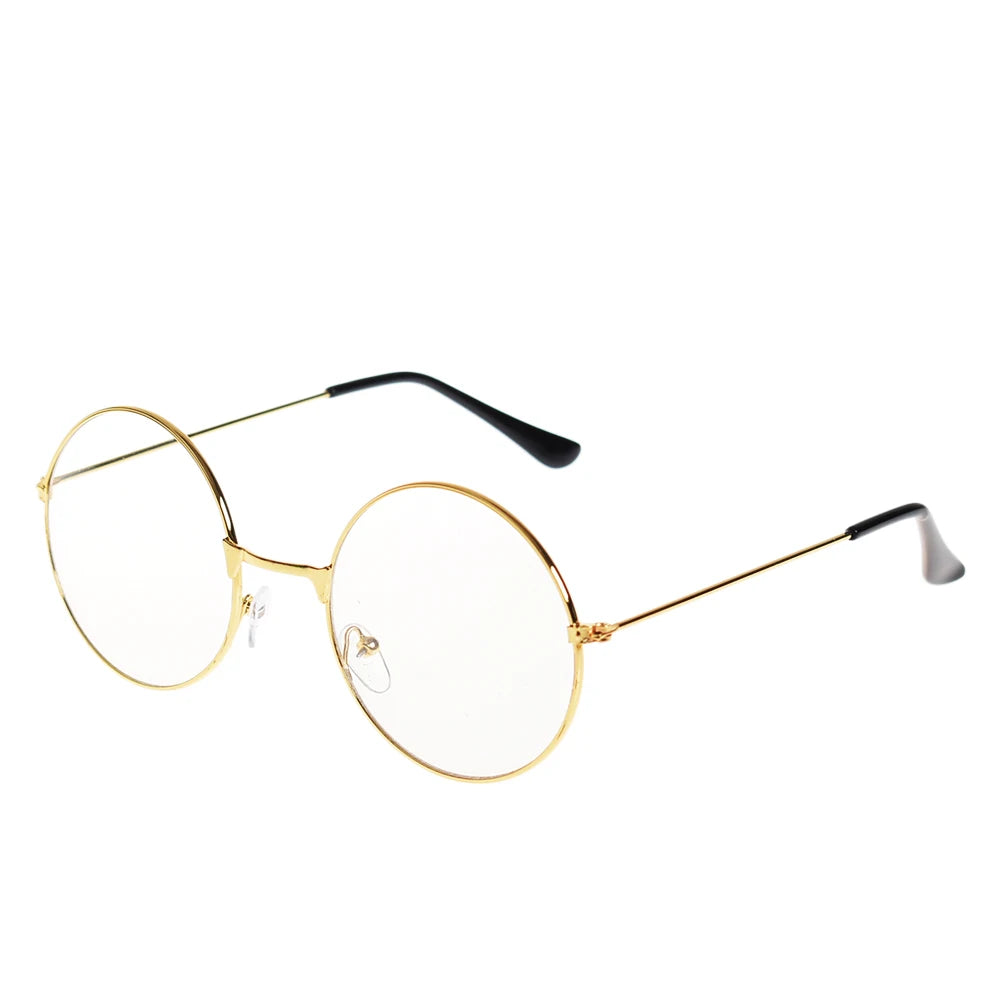 New Metal Frame Glasses Clear Round Lens Eye Glasses for Women Men Large Oversized Eyeware Harajuku Decorative Glasses Gifts