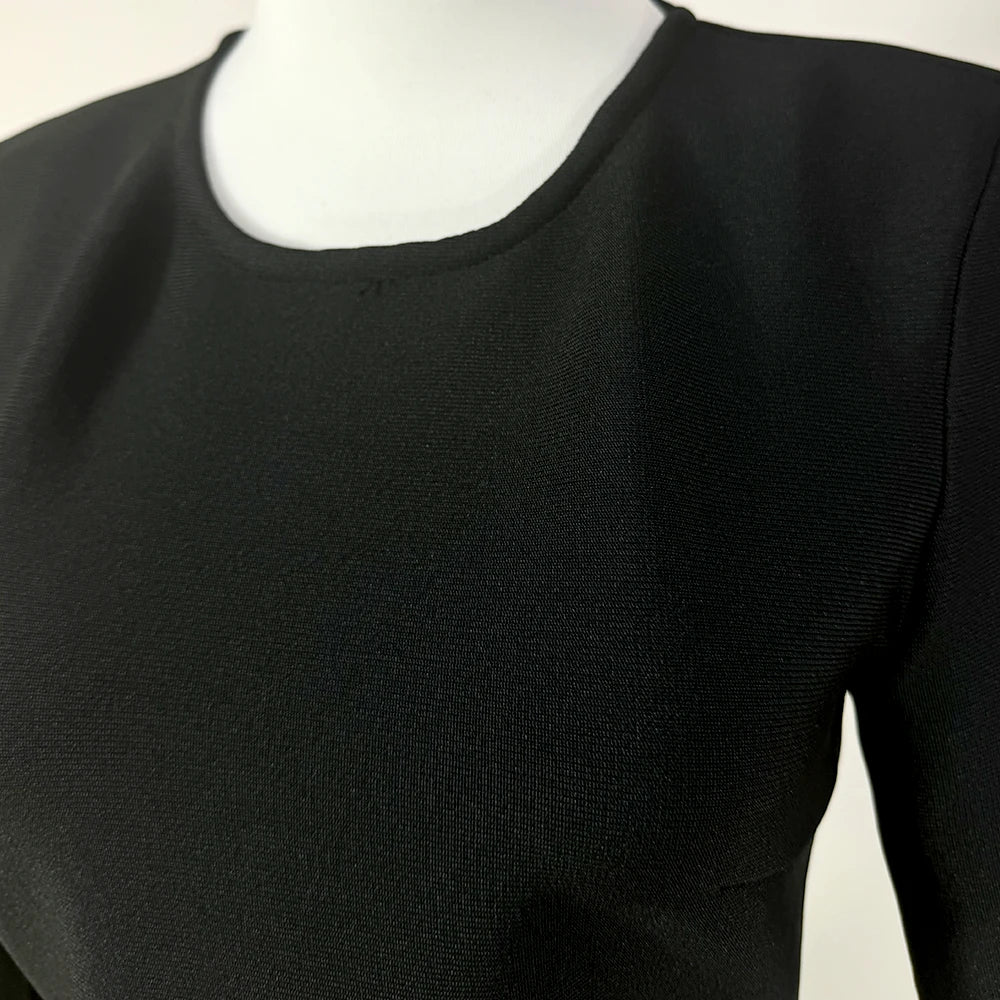 GPBD Sexy Bead Appliques Irregular High Low Dress Black Long Sleeved O-Neck Long Dresses Autumn Clothes Women 2024