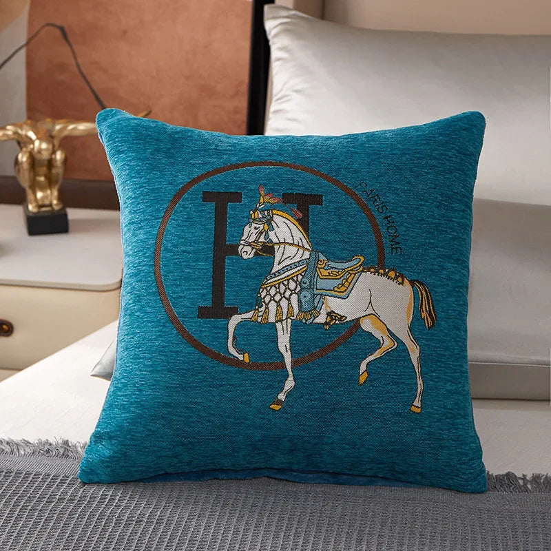 Croker Horse 45cm Throw Pillow Cushion Covers Pack Of 1 Pcs Luxury Horse Embroidery Modern Style Couch Sofa Pillow Covers