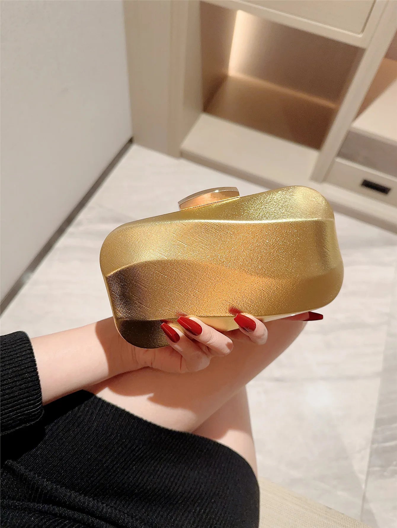 High-End Textured Square Box-Shaped Evening Bag Clutch Bag Chain Bag Banquet Bag Cheongsam Bag Evening Dress Bag Wedding Bag