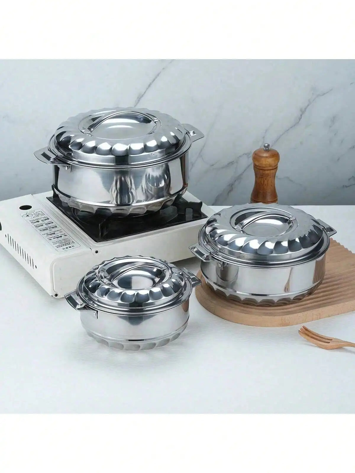 4-Piece Stainless Steel Orchid Preservation Set – Double-Layer Insulated Pots, Diamond Design, Large Capacity (1L, 2L, 3L, 5L)