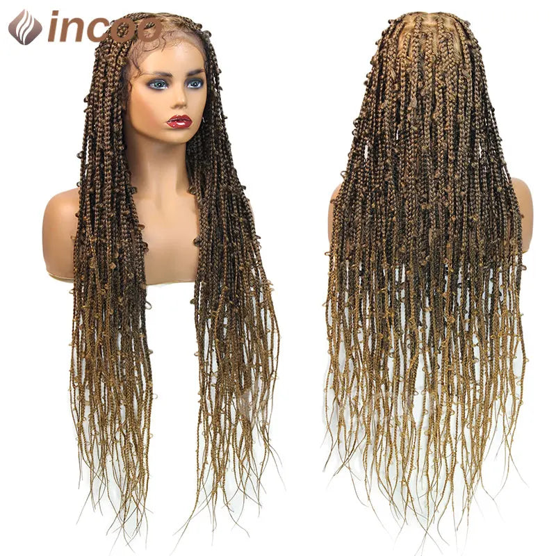 36 Inches Synthetic Lace Braided Wigs Butterfly Braids Lace Wig For Black Women Braid Wigs On Sale Clearance Box Braids Lace Wig