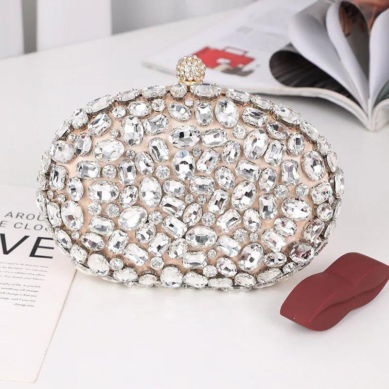 Golden Birthday party Luxury Crystal Silver Diamond Evening Bags Women Party Purse Wedding Pink Bridal Boutique Clutch Bags